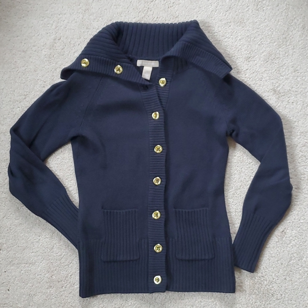 Banana Republic Navy Sweater with Gold Buttons